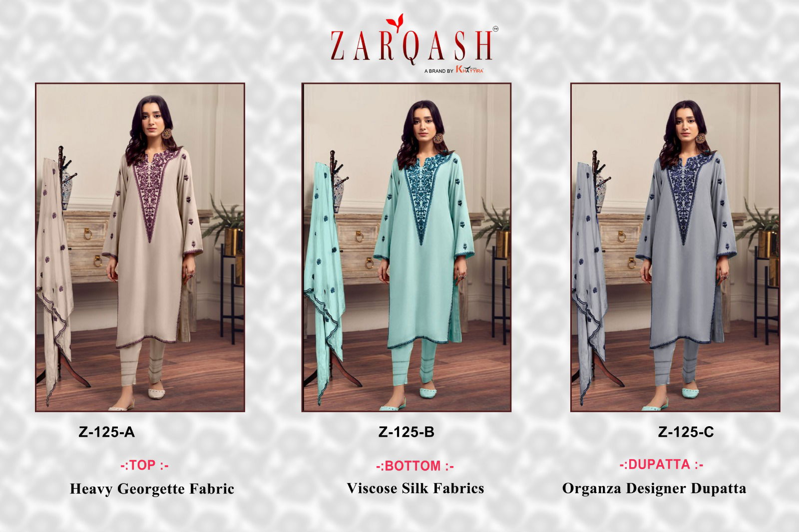 Zarqash Z 125 Readymade Designer Pakistani Suit Collection
